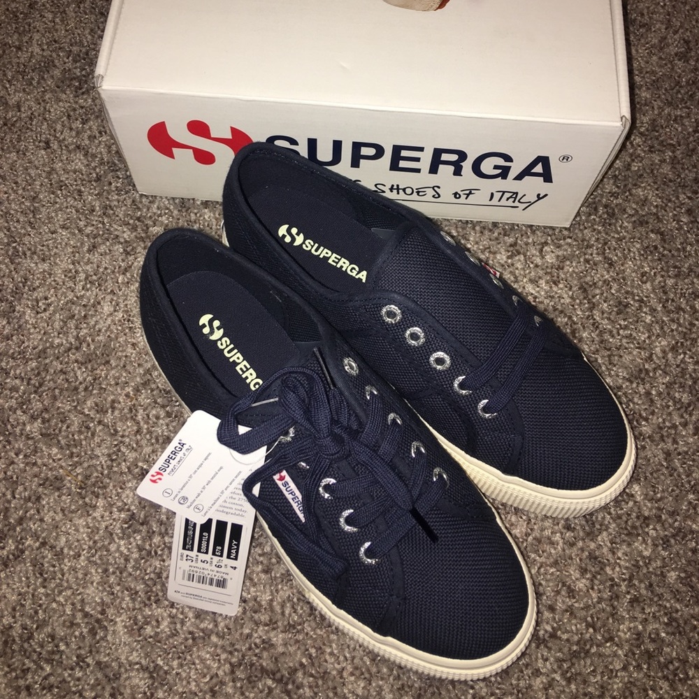 NWT Navy Blue Superga Platform Sneakers